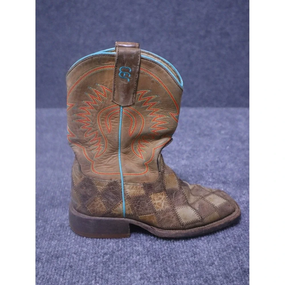 Horse Power Boots Anderson Bean Kids 13‎  Patchwork Leather HP 1053 Square Toe